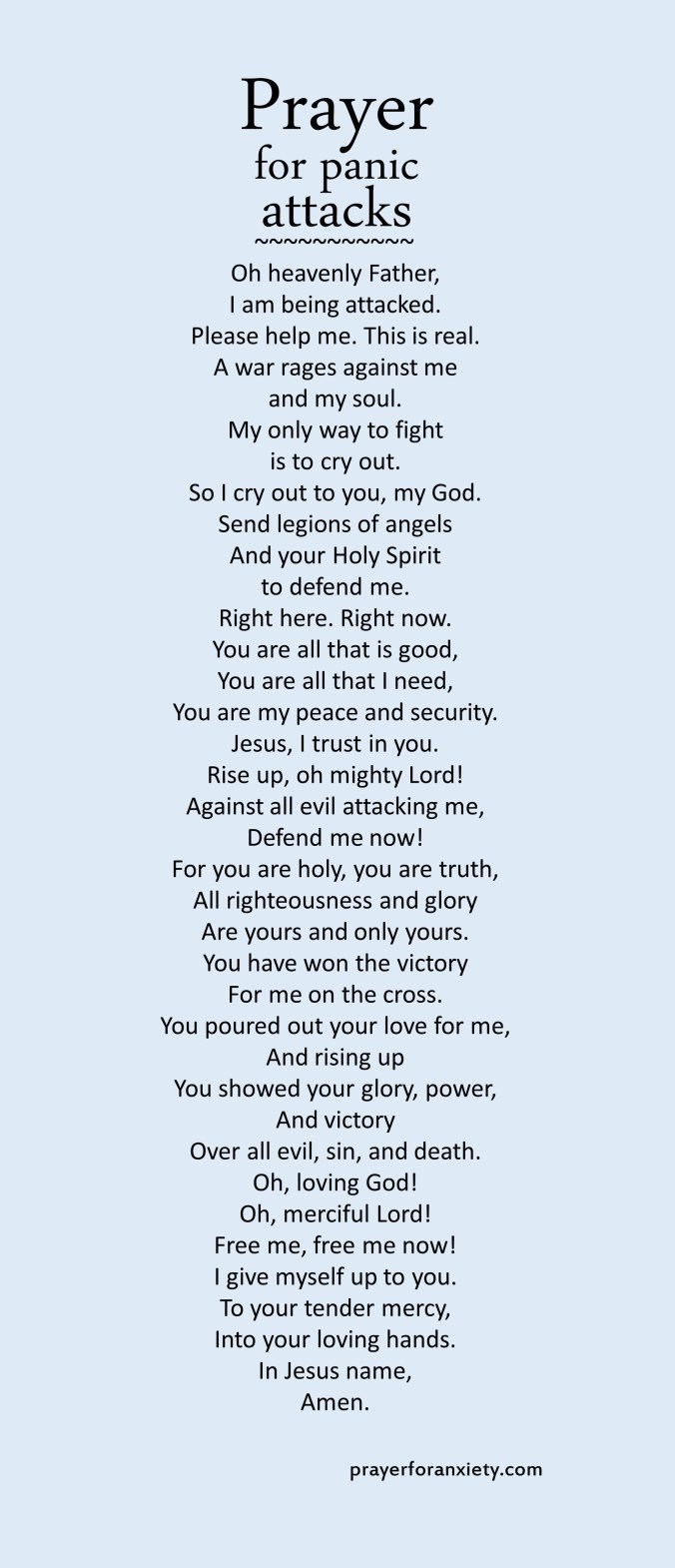 Image of text for prayer for panic attacks to help you be free of panic 