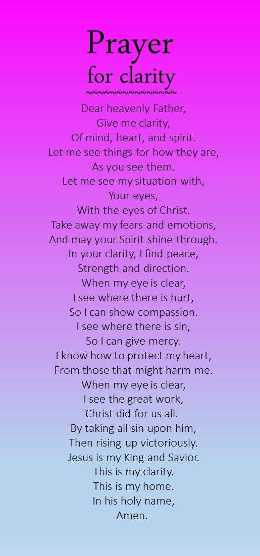 Prayer for clarity
