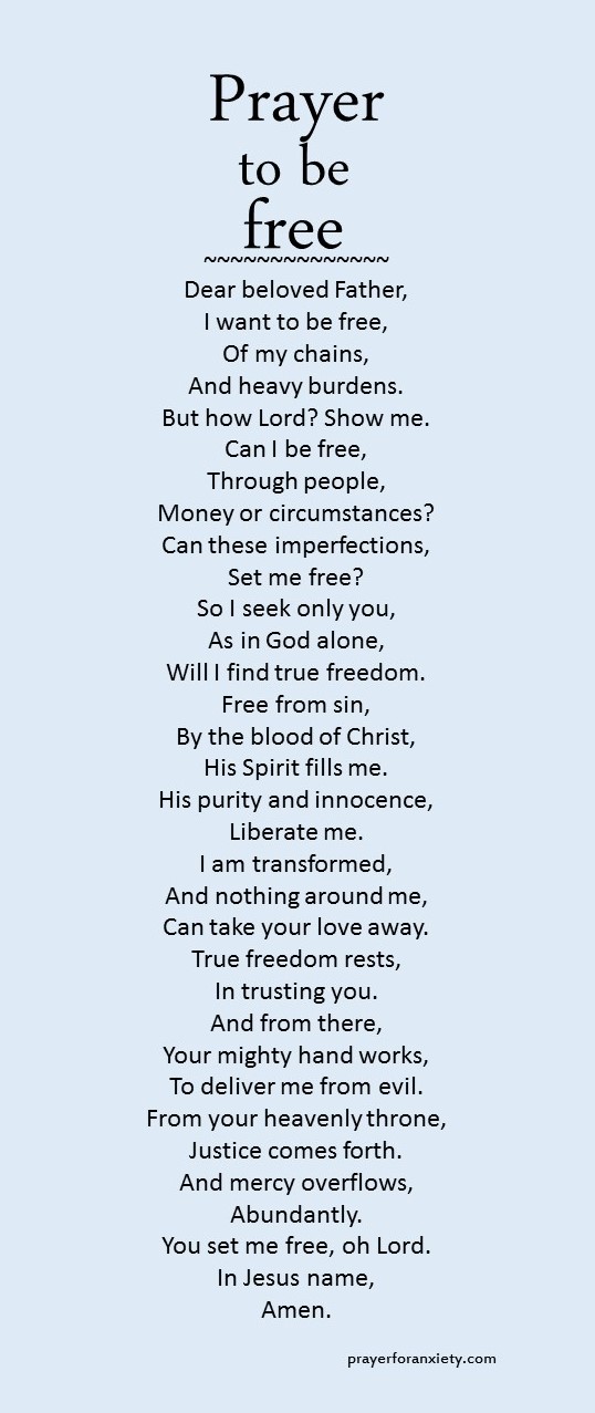 Prayer to be free