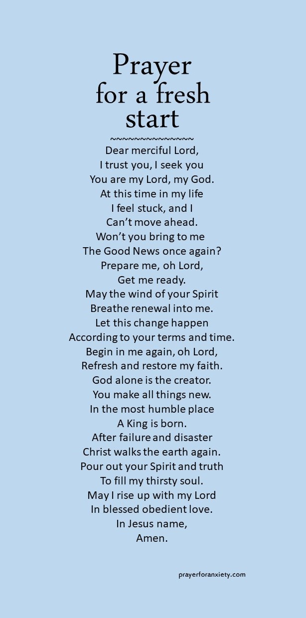 Text and image for Prayer for a fresh start