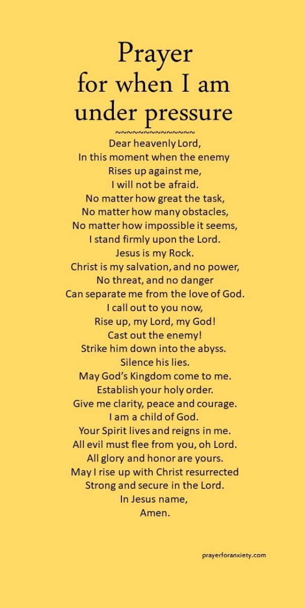 Image of prayer about how to deal with being under pressure