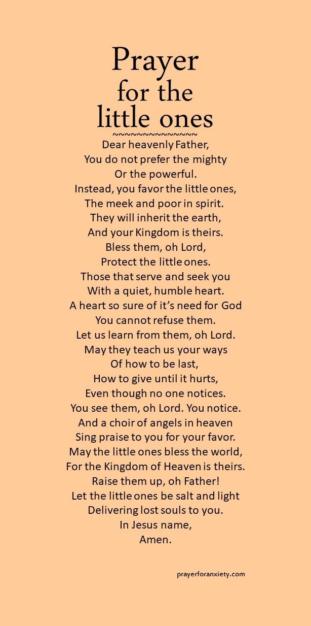 Text of a prayer for the little ones those that are humble and meek