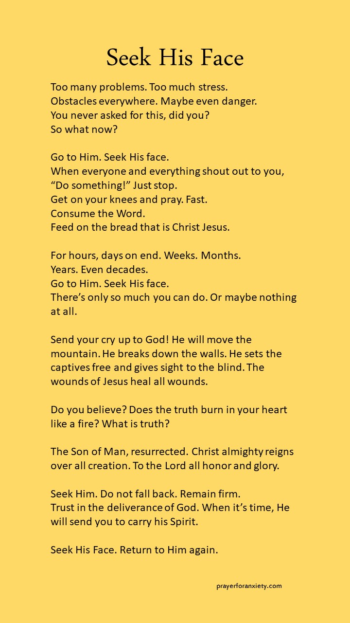 Reflection about seeking the face of God