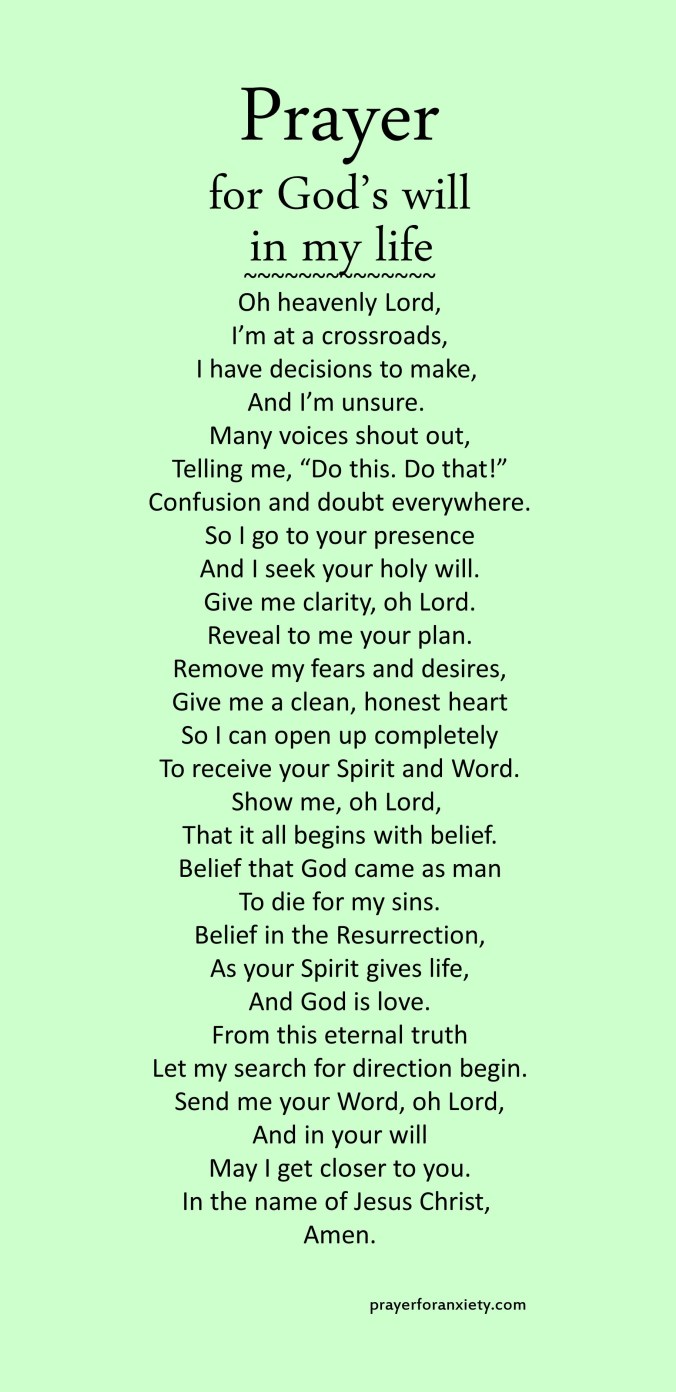 Image of text of Prayer for God's will in my life to help guide you in seeking God's word and plan for your life
