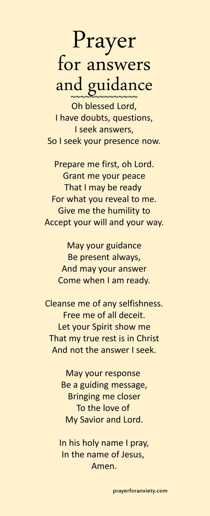 A prayer to help discover God's answers and get his guidance.