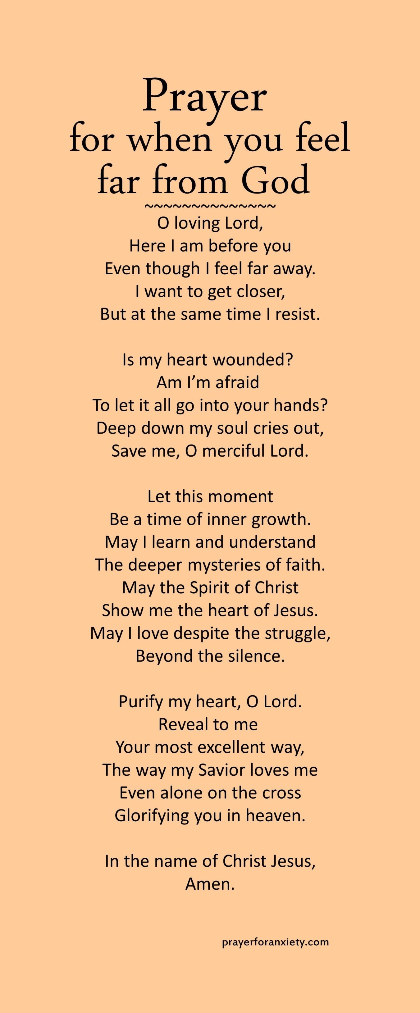 Prayer for when you feel far from God | Prayer For Anxiety