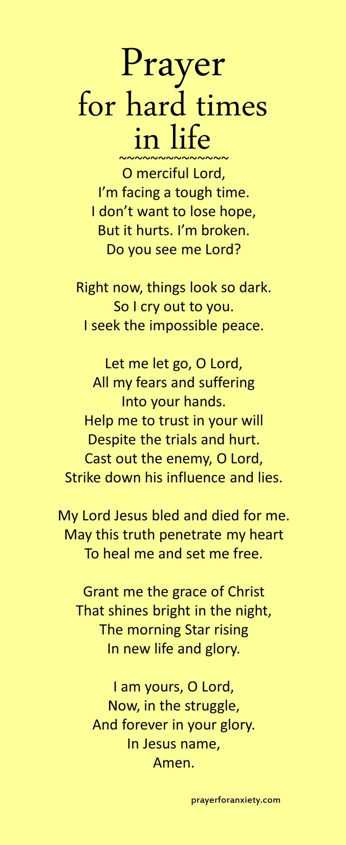 Prayer for hard times in life