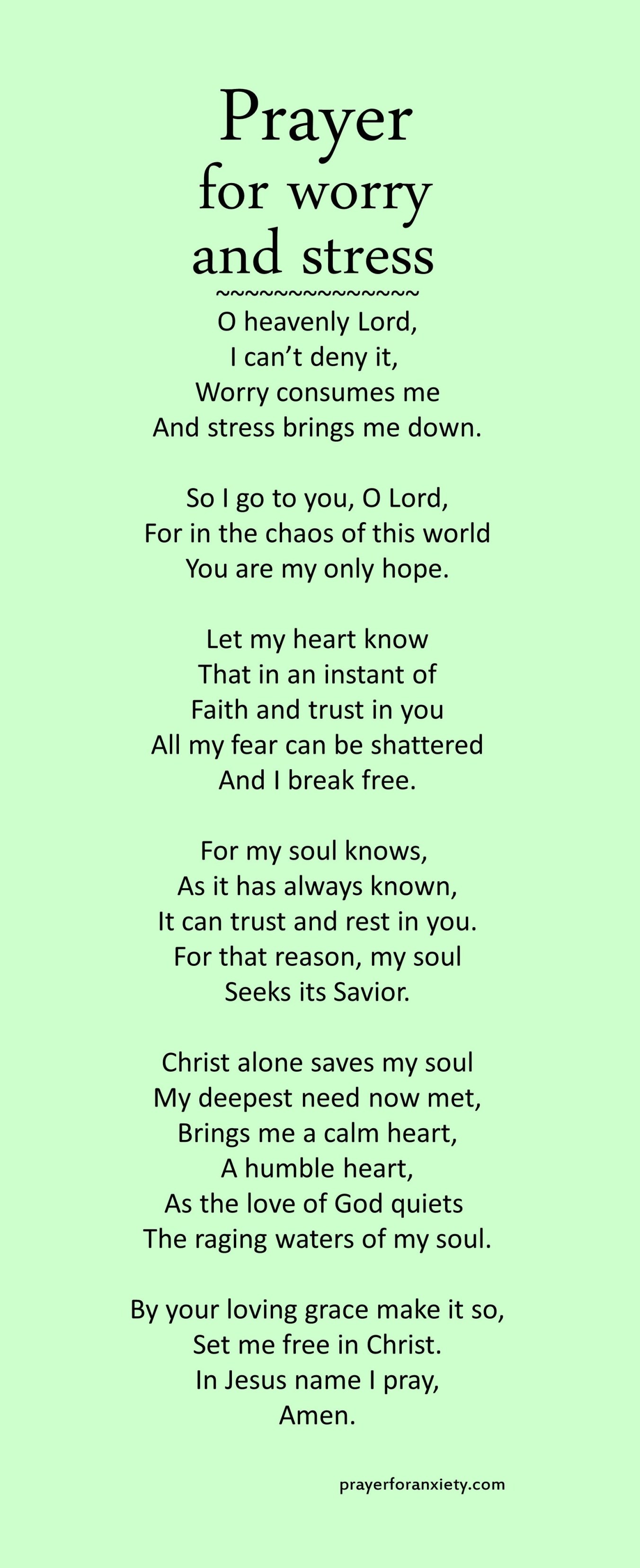 Prayer for worry and stress | Prayer For Anxiety