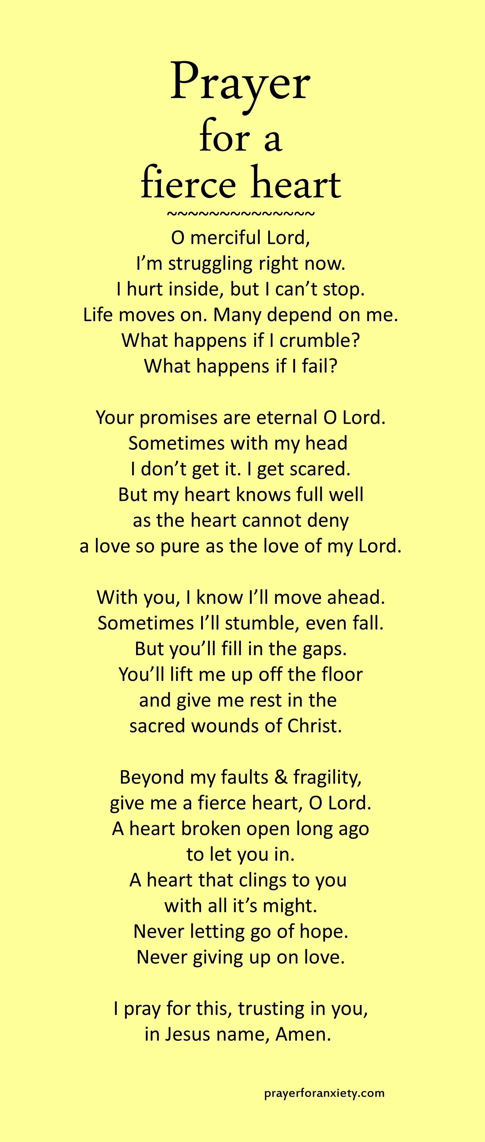 Prayer for a fierce heart | Prayer For Anxiety