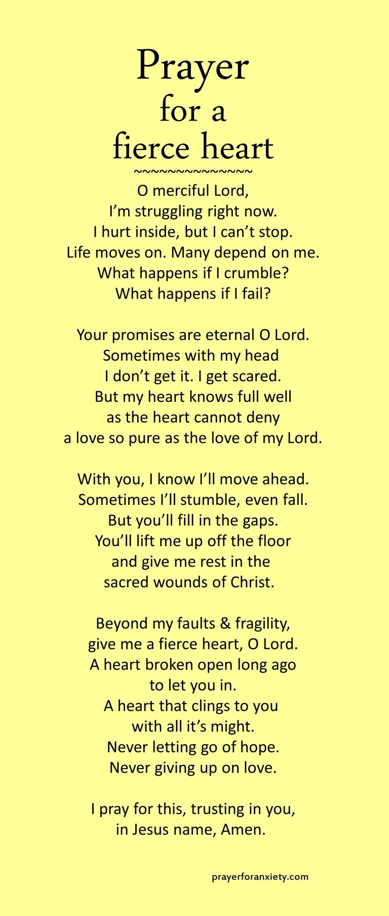 Prayer for a fierce heart | Prayer For Anxiety