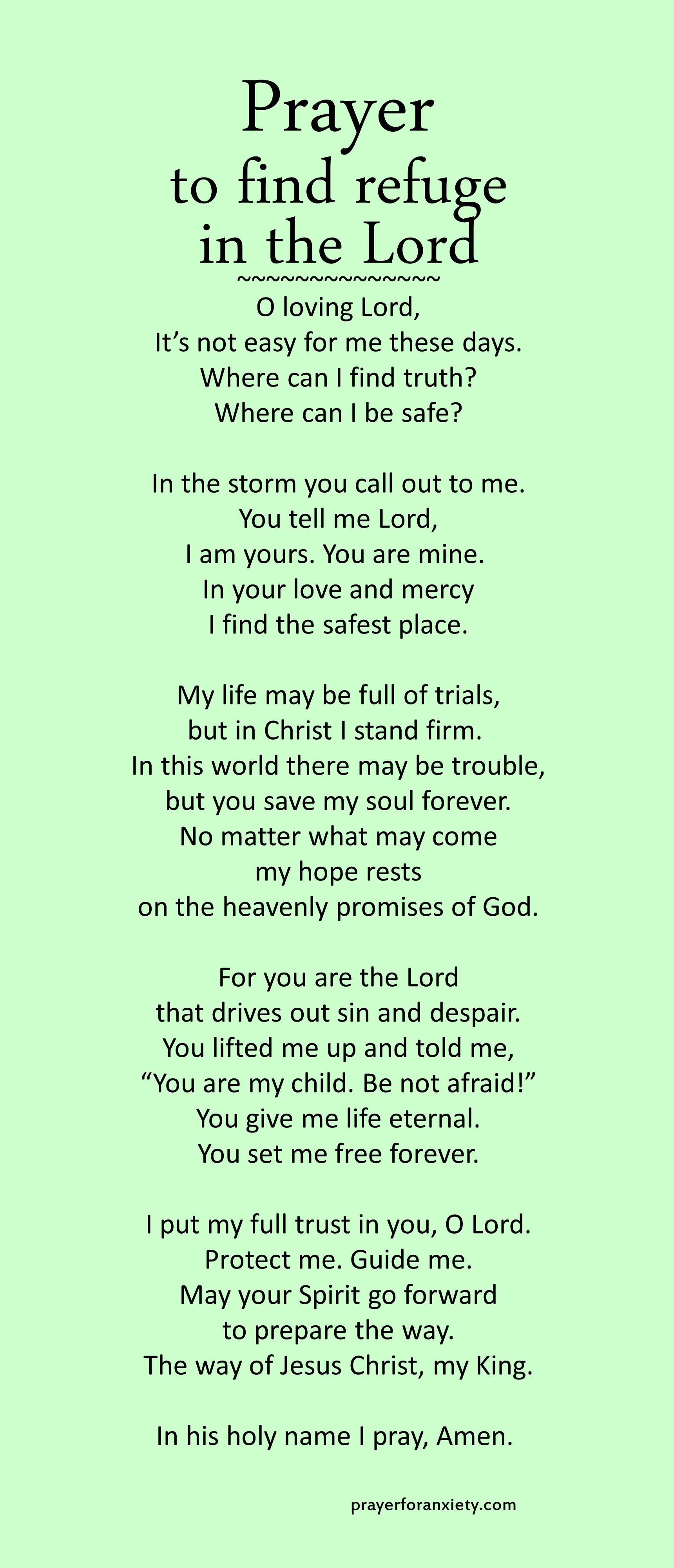 Prayer to find refuge in the Lord