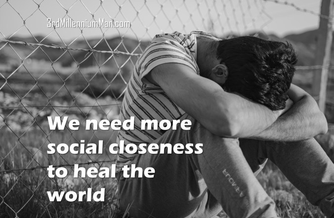 title text and man sitting with head down