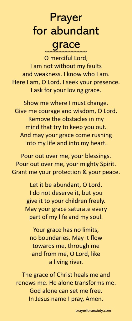 image of text of prayer for abundant grace