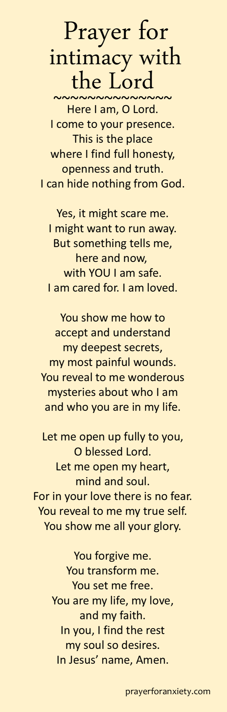 Prayer for intimacy with the Lord